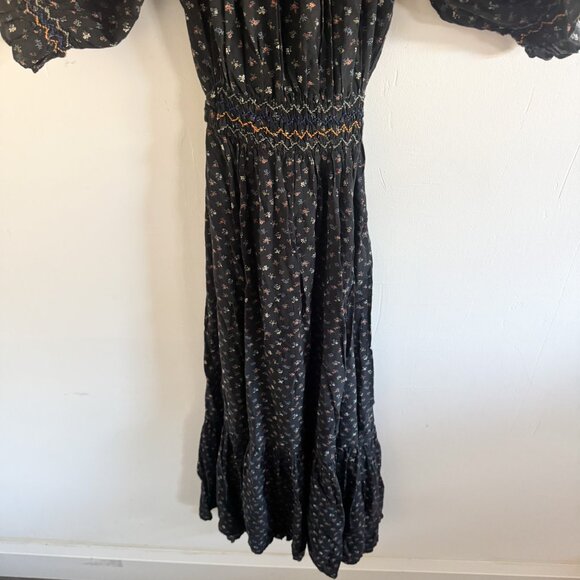 Doen Black Parc Monceau Flora Isidore MIdi Dress S - Picture 4 of 8